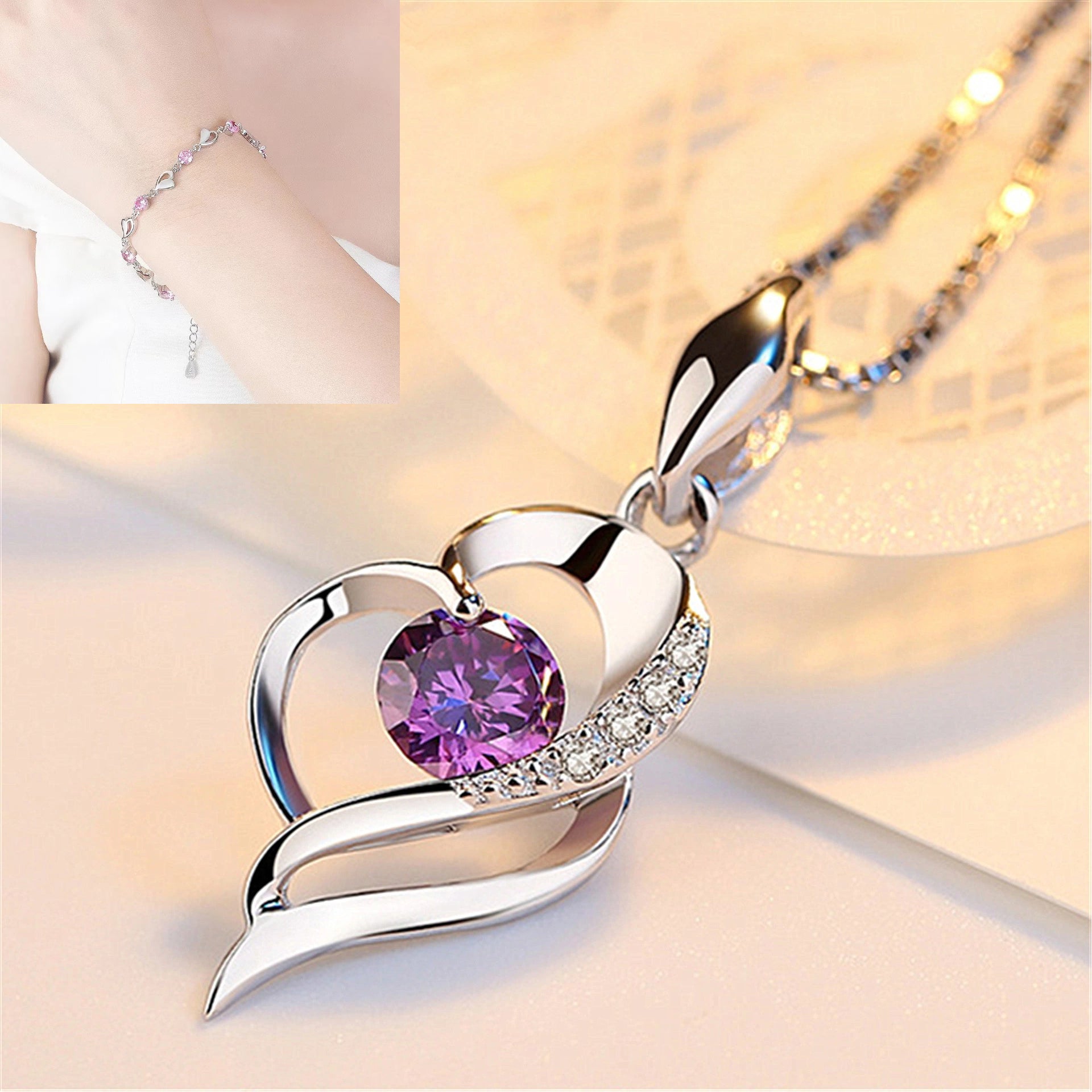 ✨✨Сет нараквица + ѓердан "Срцето на океанот" изработен од сребро 925,😍Висок сооднос на цена и перформанси и удобен за носење.